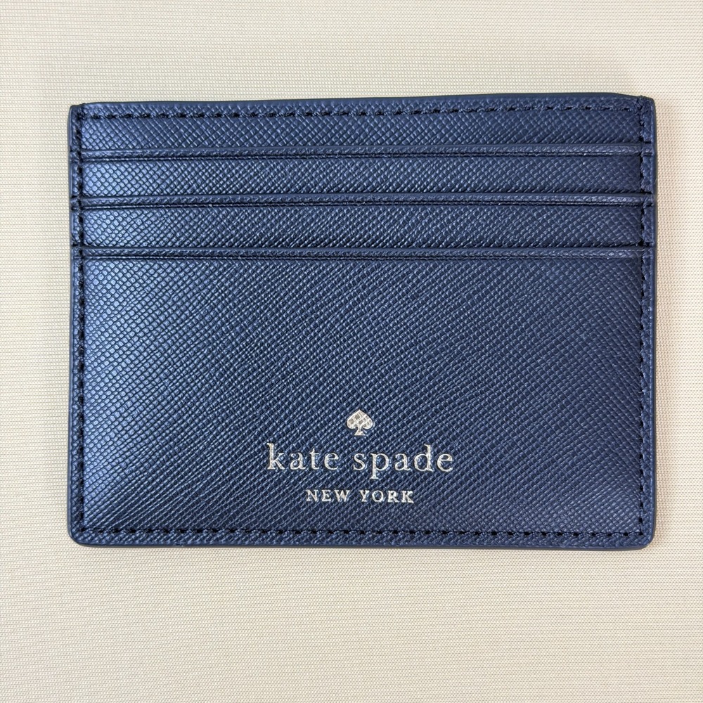 NEW Kate Spade NY Black Saffiano Leather‎ Madison Small Slim Card Holder Wallet